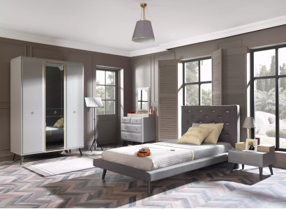 Children's furniture bed complete youth bed children's room wood gray set 4 pieces